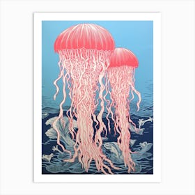 Lions Mane Jellyfish Washed Illustration 2 Art Print