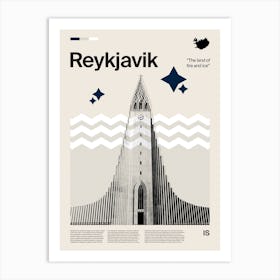 Mid Century Reykjavik Travel Art Print