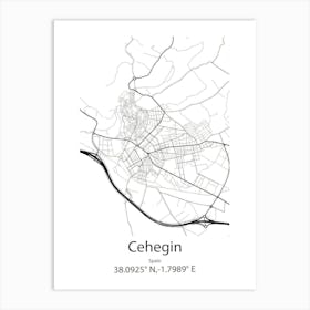 Cehegin,Spain Minimalist Map Art Print