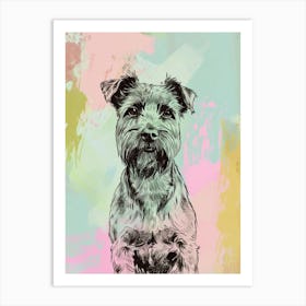 Pastel German Wirehaired Dog Pastel Line Illustration  1 Art Print