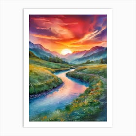 Sunset In The Mountains 82 Art Print