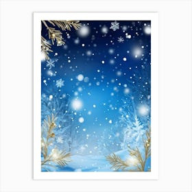 Festive Winter Banner Snowflakes Glowing With Soft Ethereal Light Clusters Of Fir Needles Sprinkl (1) Póster