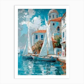 Sailboats In The Harbor Art Print