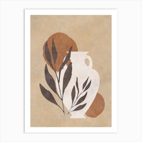 Vase With Leaves 1 Art Print