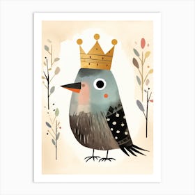 Little Raven 1 Wearing A Crown Art Print