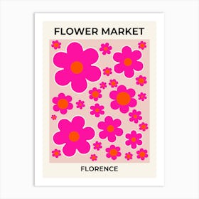 Flower Market Florence Pink Art Print