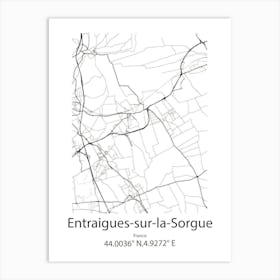 Entraigues Sur La Sorgue,France Minimalist Map Art Print