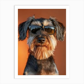 Schnauzer In Sunglasses. Generated AI. Art Print Art Print