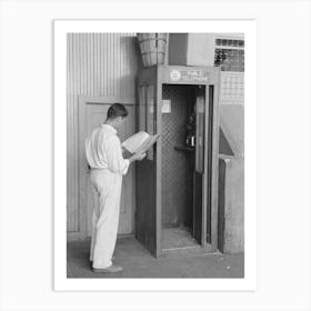 Man Looking Up Telephone Number, Streetcar Terminal, Oklahoma City, Oklahoma By Russell Lee Art Print