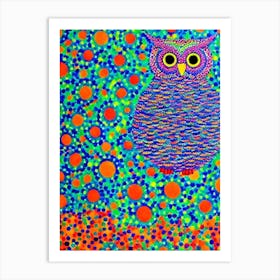 Owl Yayoi Kusama Style Illustration Bird Art Print