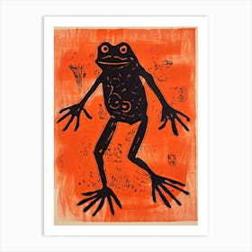Frog, Woodblock Animal  Drawing 1 Art Print