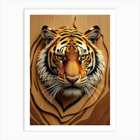 Tiger Head Wood Style Art Print