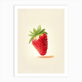 A Single Strawberry, Fruit, Marker Art Illustration 2 Art Print