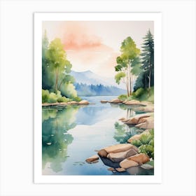 Watercolor Landscape Painting 5 Art Print