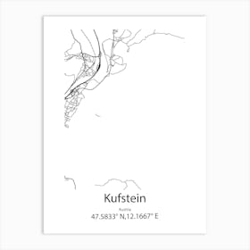 Kufstein,Austria Minimalist Map Art Print