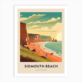 Devon Vintage Travel Poster Sidmouth Beach Art Print