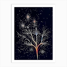 Stellar Dendrites, Snowflakes, Minimal Line Drawing 1 Art Print