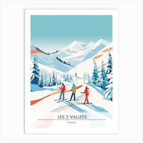 Les 3 Vallees   France, Ski Resort Poster Illustration 3 Art Print