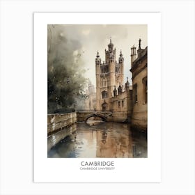 Cambridge University 4 Watercolor Travel Poster Art Print