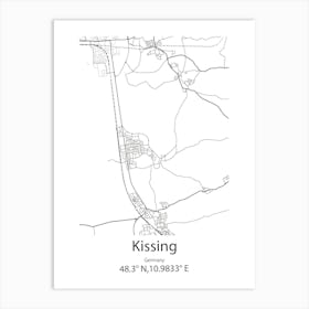 Kissing,Germany Minimalist Map Art Print