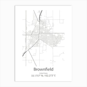 Brownfield,United States Minimalist Map 1 Art Print