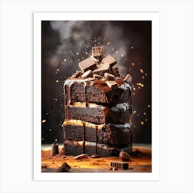 Chocolate Cake With Chocolate Icing sweet food Art Print