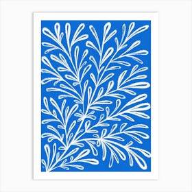 Blue White Plant Art Print