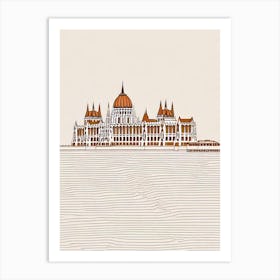 Hungarian Parliament Building Budapest Boho Landmark Illustration Art Print