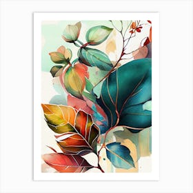 Watercolor Of Leaves nature Art Print
