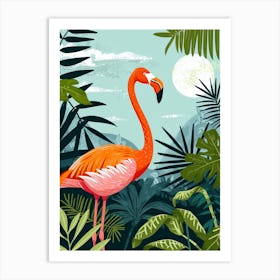 Greater Flamingo Ria Celestun Biosphere Reserve Tropical Illustration 4 Art Print