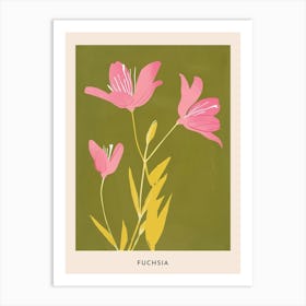 Pink & Green Fuchsia 1 Flower Poster Art Print