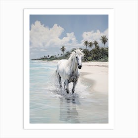 A Horse Oil Painting In Seven Mile Beach, Grand Cayman, Portrait 4 Art Print