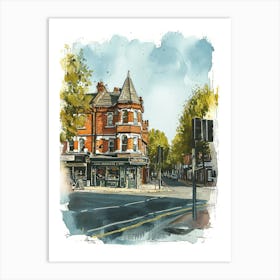 Hounslow London Borough   Street Watercolour 3 Art Print
