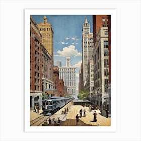 Chicago Street Scene 1 Art Print