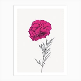 Carnation Floral Minimal Line Drawing 3 Flower Art Print