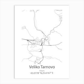 Veliko Tarnovo,Bulgaria Minimalist Map Art Print