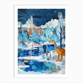 Dinosaur In An Icy Landscape Painting 3 Art Print