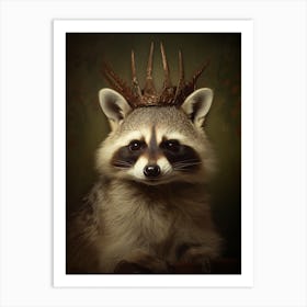 Vintage Portrait Of A Crab Eating Raccoon Wearing A Crown 4 Art Print