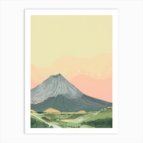 Popocatepetl Mexico Color Line Drawing (7) Affiche