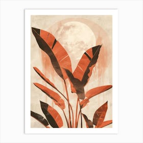 Banana Leaves In Front Of The Moon Art Print