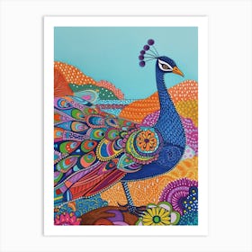 Peacock Colourful Portrait 2 Art Print