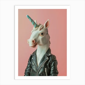 Punky Toy Unicorn In A Leather Jacket 2 Art Print
