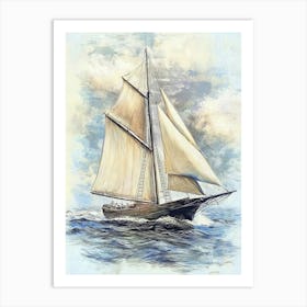 Sailboat In The Ocean Art Print