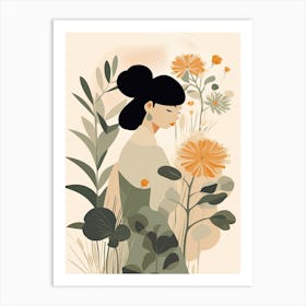 Bloom Body Woman Neutral Colours Boho Style 20 Art Print