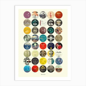 Britpop Vinyl Labels - Nostalgic 90s Music Art Print Art Print