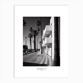 Poster Of Marbella, Spain, Black And White Analogue Photography 1 Art Print