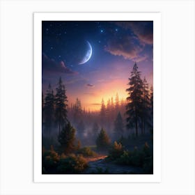 Moonlight In The Forest Art Print