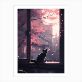 Cat In The Window Art Print