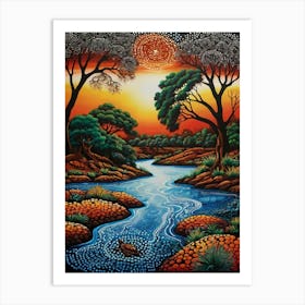 Default Australian Aboriginal Dot Painting Style Art Landscape 0 (6) Art Print