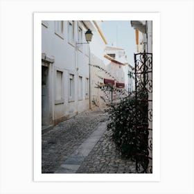 Bright Tiled Street In Portugal Pastel Colour Travel Photography Art Print